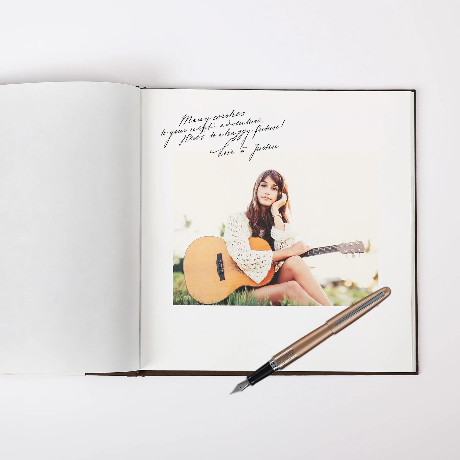 Linen wrapped photo guest book