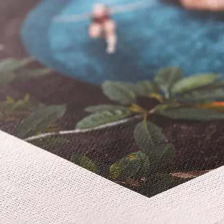 Close up of canvas print material